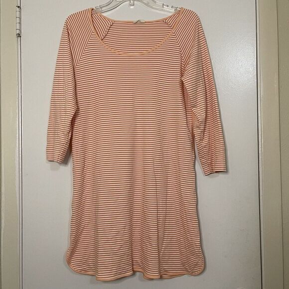 LAKE striped orange pima cotton shirt dress lounge wear size small - Picture 1 of 6